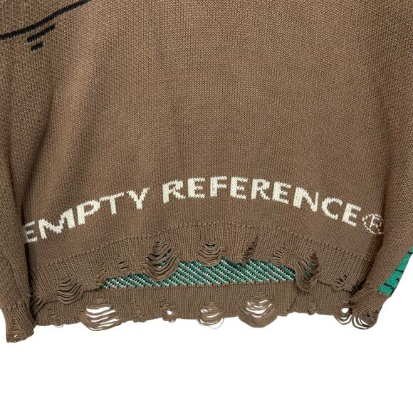 Empty Reference Daffy Duck Cashmere Blend Distressed Sweater Men's Sz L Brown - Picture 6 of 7
